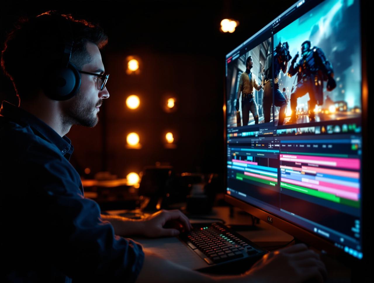 大色影院专业后期制作团队工作场景